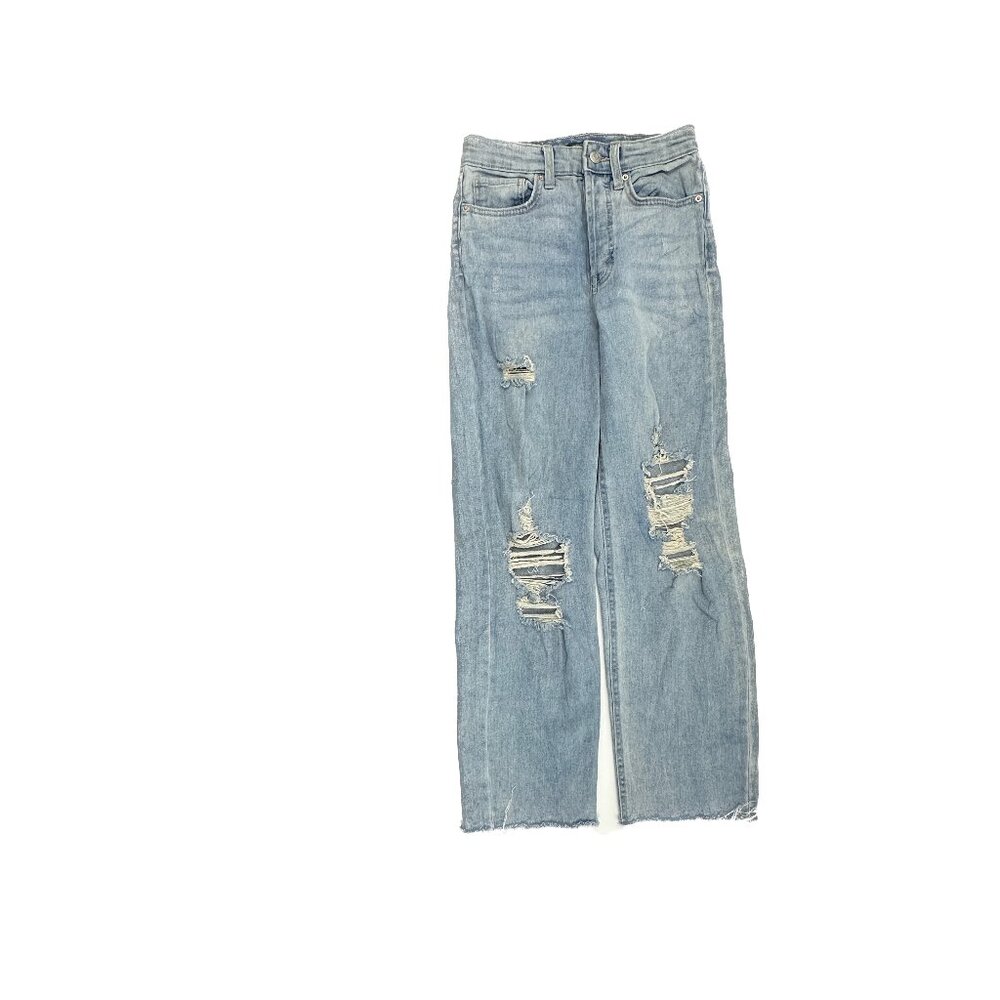 Wild Fable Jeans Women 00 Blue Highest Rise Straight Distressed Raw Hem